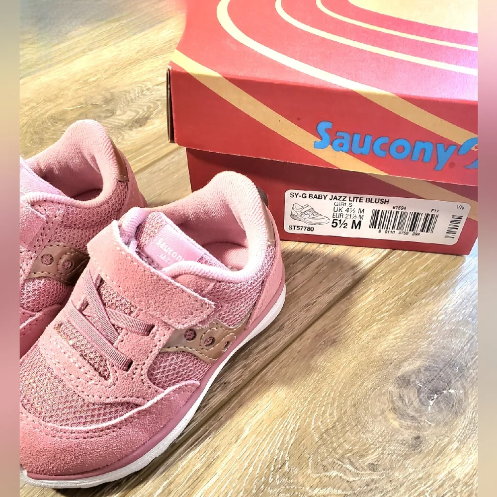 Saucony Kids' Jazz Lite Pink Blush Sneakers Suede Size 5 1/2